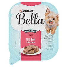 Bella Grain Free Paté with Beef in Savory Juices, Natural Dog Food, 3.5 Ounce
