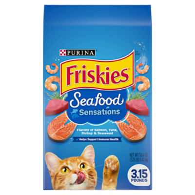 Purina Friskies Seafood Sensations Flavors of Salmon, Tuna, Shrimp & Seaweed Cat Food, 50.4 oz