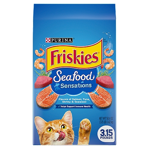 Purina Friskies Seafood Sensations Flavors of Salmon, Tuna, Shrimp & Seaweed Cat Food, 50.4 oz