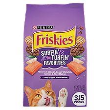 Purina Friskies Dry Cat Food, Surfin' & Turfin' Favorites - 3.15 lb. Bag
