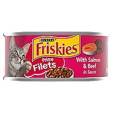 Friskies Wet Prime Filets With Salmon & Beef in Sauce, Cat Food, 5.5 Ounce
