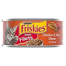 Purina Friskies Gravy Wet Cat Food, Prime Filets Chicken & Tuna Dinner in Gravy - 5.5 oz. Can