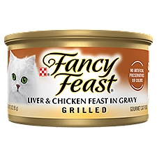 Fancy Feast Grilled Liver & Chicken Feast in Gravy, Gourmet Cat Food, 3 Ounce