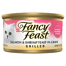 Fancy Feast Grilled Salmon & Shrimp Feast in Gravy Gourmet Cat Food, 3 oz, 3 Ounce