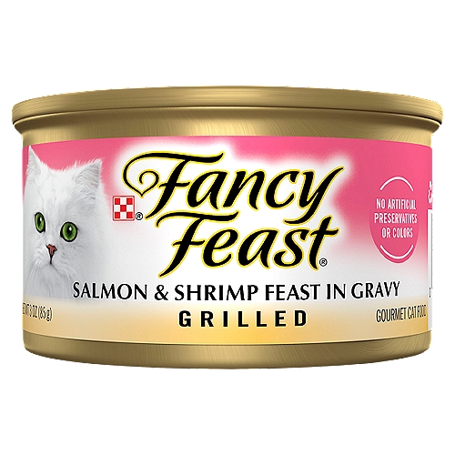 Fancy Feast Grilled Salmon & Shrimp Feast in Gravy Gourmet Cat Food, 3 oz