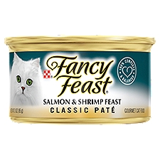 Fancy Feast Salmon & Shrimp Feast Classic Paté Gourmet Cat Food, 3 oz