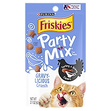 Purina Friskies Party Mix Gravy-licious Crunch Turkey & Gravy Flavors Cat Treats, 2.1 oz