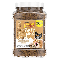 Purina Friskies Made in USA Facilities Cat Treats, Party Mix Crunch Gravylicious - 20 oz. Canister