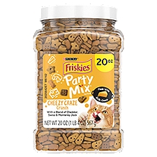 Purina Friskies Made in USA Facilities Cat Treats, Party Mix Cheezy Craze Crunch - 20 oz. Canister, 20 Ounce