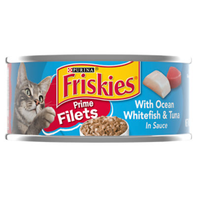 Purina Friskies Wet Cat Food, Prime Filets With Ocean Whitefish & Tuna in Sauce - 5.5 oz. Can