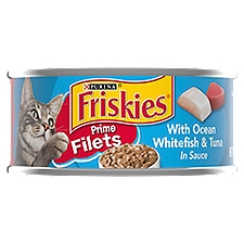 Purina Friskies Wet Cat Food, Prime Filets With Ocean Whitefish & Tuna in Sauce - 5.5 oz. Can
