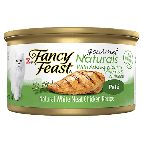 Purina Fancy Feast Grain Free, Natural Pate Cat Food, Gourmet Naturals White Meat Chicken - 3 oz Can