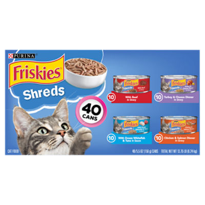 Purina Friskies Wet Cat Food Variety Pack, Shreds Beef, Turkey