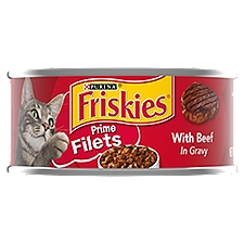 Purina Friskies Prime Filets with Beef in Gravy Cat Food, 5.5 oz, 5.5 Ounce