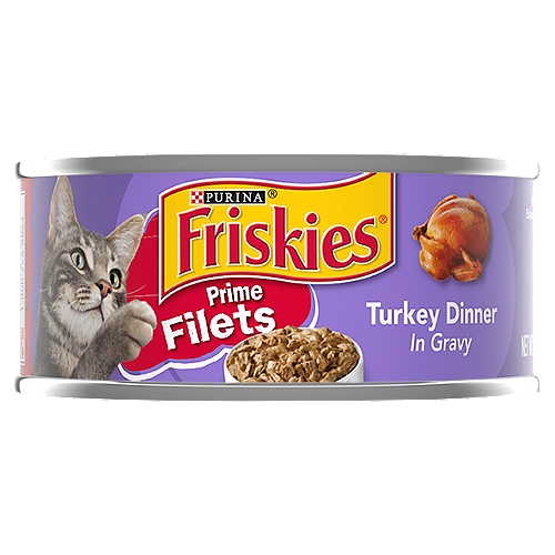 Purina Friskies Gravy Wet Cat Food, Prime Filets Turkey Dinner - 5.5 oz. Can