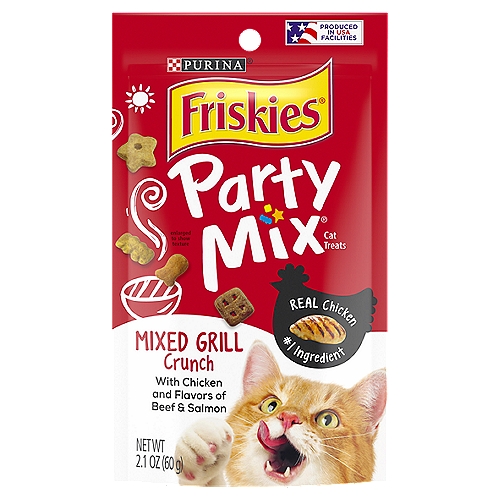 Purina Friskies Party Mix Mixed Grill Crunch Cat Treats, 2.1 oz