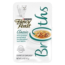 Fancy Feast Broths Classic with Chicken & Vegetables, Cat Food, 1.4 Ounce