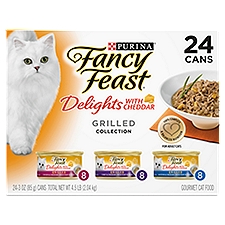 Purina Fancy Feast Gravy Wet Cat Food Variety Pack, Cheddar Grilled Collection - (24) 3 oz. Cans