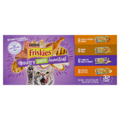 Purina Friskies Poultry Paté Favorites Cat Food, 5.5 oz, 32 Count