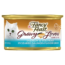 Fancy Feast Gravy Lovers Salmon & Sole Feast in Seared Salmon Flavor Gravy Gourmet Cat Food, 3 oz, 3 Ounce