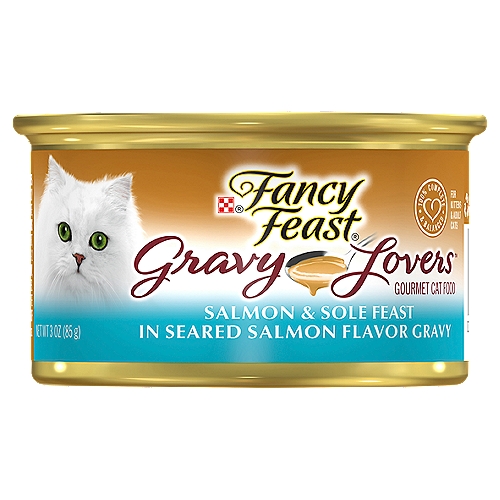 Fancy Feast Gravy Lovers Salmon & Sole Feast in Seared Salmon Flavor Gravy Gourmet Cat Food, 3 oz