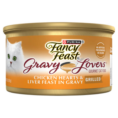 Purina Fancy Feast Gravy Lovers Chicken Hearts & Liver Feast in Gravy Grilled Gourmet Cat Food, 3 oz