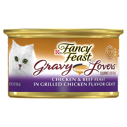 Fancy Feast Gravy Lovers Chicken & Beef Feast in Grilled Chicken Flavor Gravy Gourmet Cat Food, 3 oz