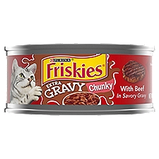 Friskies Extra Gravy Chunky With Beef in Savory Gravy, Gravy Wet Cat Food, 5.5 Ounce