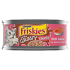 Purina Friskies Extra Chunky with Salmon in Savory Gravy Cat Food, 5.5 oz, 5.5 Ounce