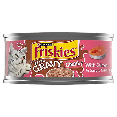 Purina Friskies Extra Chunky with Salmon in Savory Gravy Cat Food, 5.5 oz