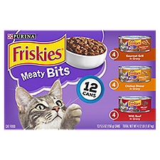 Purina Friskies Meaty Bits Cat Food, 5.5 oz, 12 count