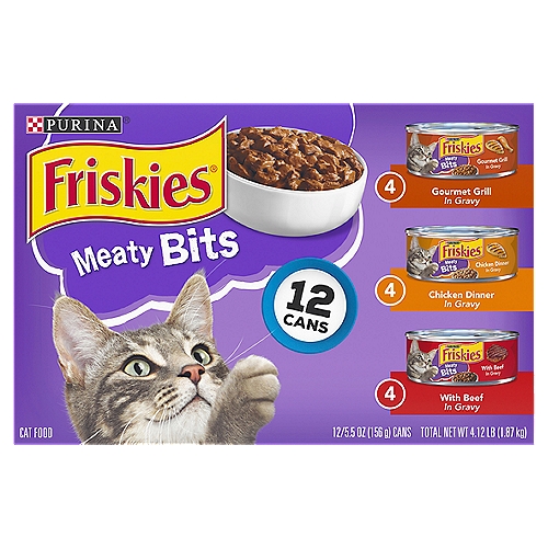 Purina Friskies Meaty Bits Cat Food, 5.5 oz, 12 count