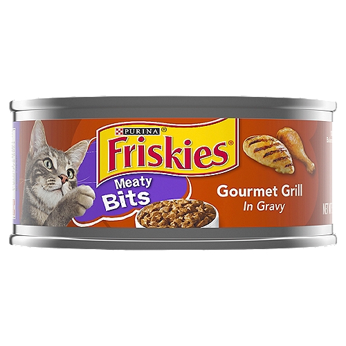 Purina Friskies Gravy Wet Cat Food, Meaty Bits Gourmet Grill - 5.5 oz. Can