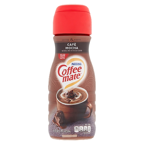 Nestlé Coffee Mate Cafè Mocha Coffee Creamer, 16 fl oz
Be Your own Barista
Chocolate and coffee make such an incredible combination that it had to have its own word - mocha. Make it your flavor of the day - every day. No coffee shop required.