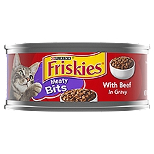 Friskies Meaty Bits With Beef in Gravy, Gravy Wet Cat Food, 5.5 Ounce