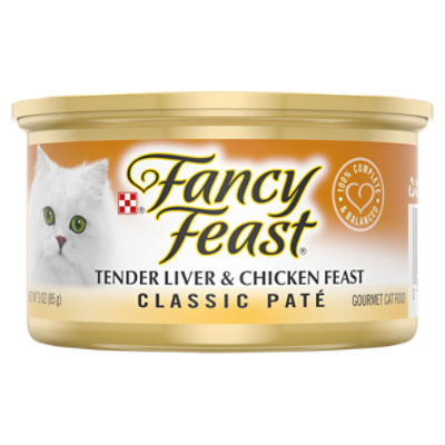 Fancy Feast Classic Paté Tender Liver & Chicken Feast Gourmet Cat Food, 3 oz