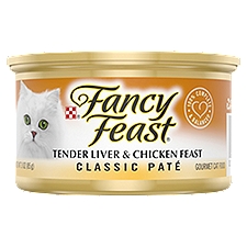 Fancy Feast Classic Paté Tender Liver & Chicken Feast, Gourmet Cat Food, 3 Ounce