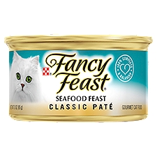 Fancy Feast Classic Paté Seafood Feast Gourmet Cat Food, 3 oz