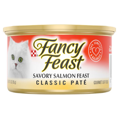 Purina Fancy Feast Classic Paté Savory Salmon Feast Gourmet Cat Food, 3 oz