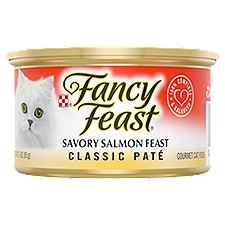Fancy Feast Classic Paté Savory Salmon Feast, Gourmet Cat Food, 3 Ounce