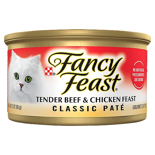 Purina Fancy Feast Tender Beef and Chicken Feast Classic Grain Free Wet Cat Food Pate - 3 oz. Can