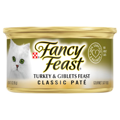 Fancy Feast Classic Paté Turkey & Giblets Feast Gourmet Cat Food, 3 oz