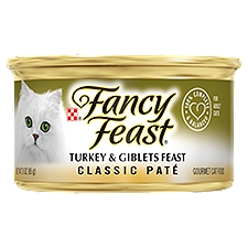 Fancy Feast Classic Paté Turkey & Giblets Feast Gourmet Cat Food, 3 oz, 3 Ounce