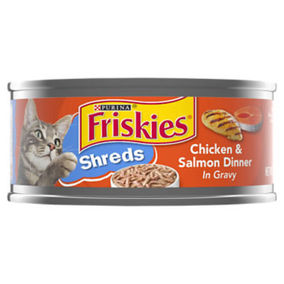 Purina Friskies Shreds Chicken & Salmon Dinner in Gravy Cat Food, Adult & Kittens, 5.5 oz