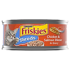 Friskies Shreds Chicken & Almond Salmon Dinner in Gravy, Cat Food, 5.5 Ounce