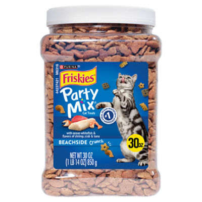 Purina Friskies Cat Treats, Party Mix Beachside Crunch - 30 oz. Canister