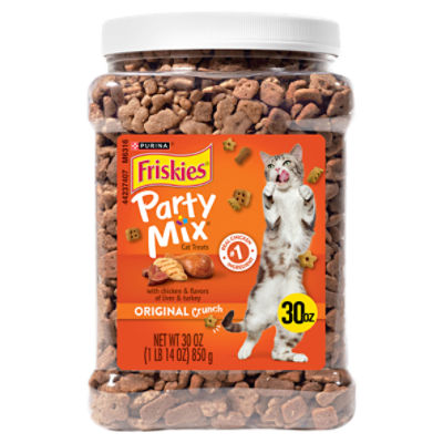 Purina Friskies Cat Treats, Party Mix Original Crunch - 30 oz. Canister