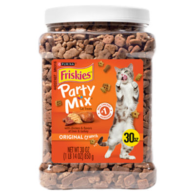 Purina Friskies Cat Treats, Party Mix Original Crunch - 30 oz. Canister, 30 Ounce