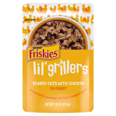 Purina Friskies Gravy Wet Cat Food Complement, Lil' Grillers Seared Cuts With Chicken-1.55 oz. Pouch