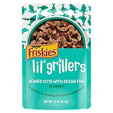 Purina Friskies Wet Cat Food Complement, Lil' Grillers Seared Cuts With Ocean Fish - 1.55 oz. Pouch